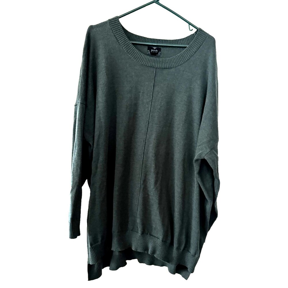 Cozy Plus Size Boyfriend Sweater, Relaxed Oversized Cozy Knit Mosscore Forest - Picture 2 of 14